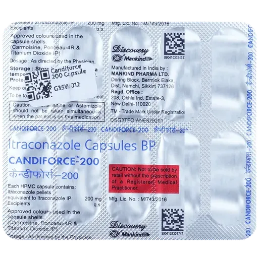 candiforce 200mg capsule 7's